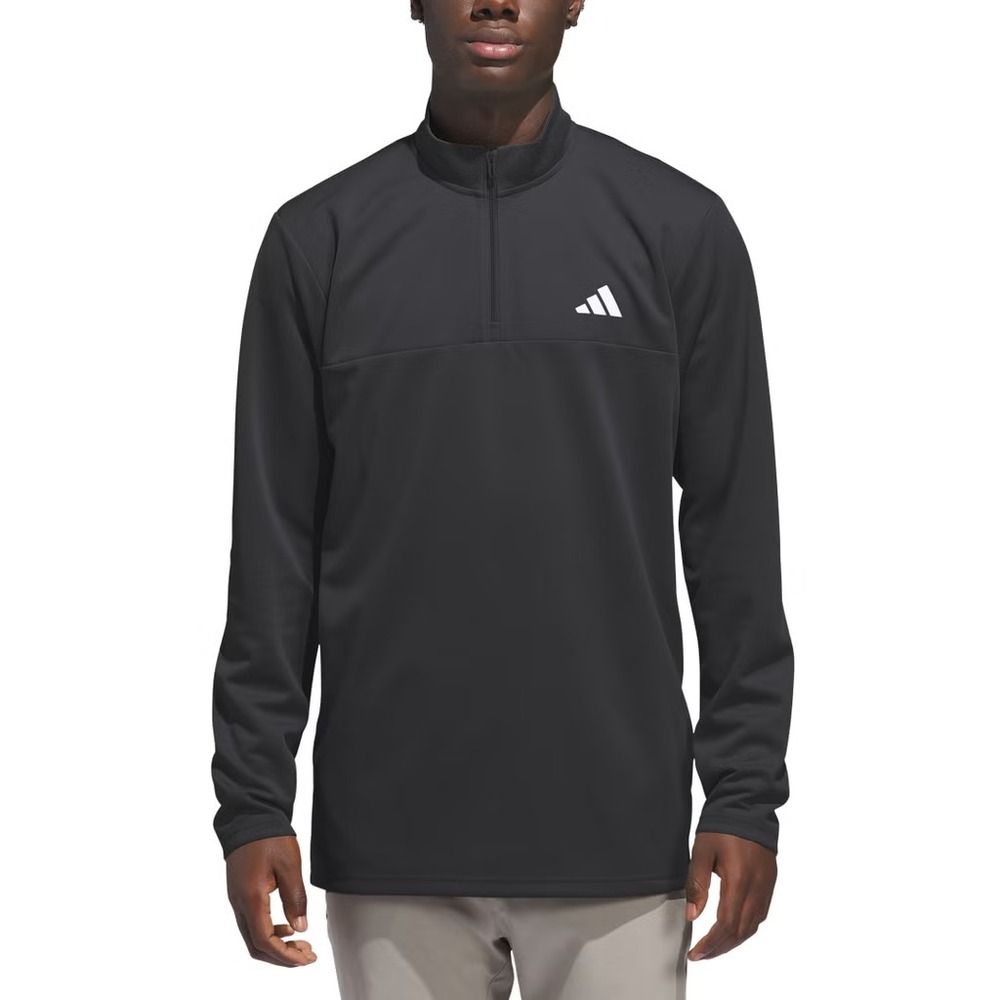 adidas Mens Long Sleeve Quarter Zip Pullover Black Large Activewear
